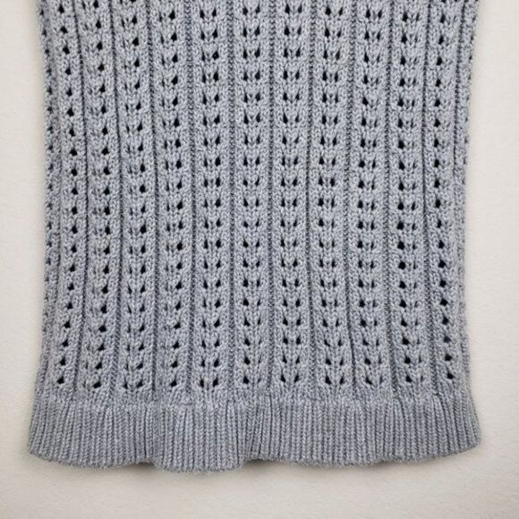 Isaac Mizrahi knit square neckline short sleeves top gray size large - Picture 5 of 8